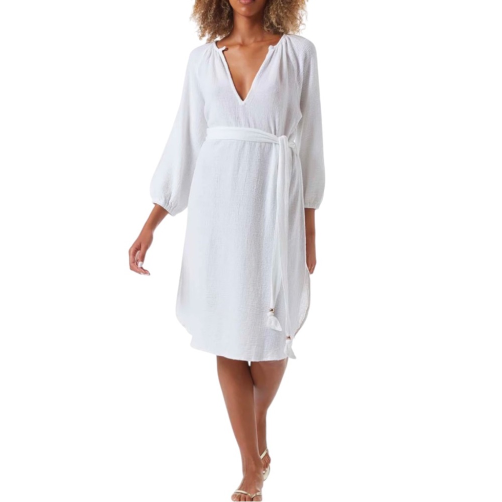 Melissa Odabash Katie White Kaftan Swim Coverup SZ XL NWT
